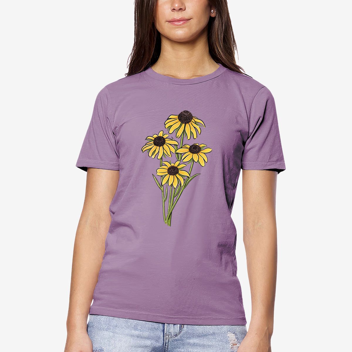 Black-eyed Susans - Rudbeckia hirta - Unisex Crewneck - Made in USA - 100% Organic Cotton