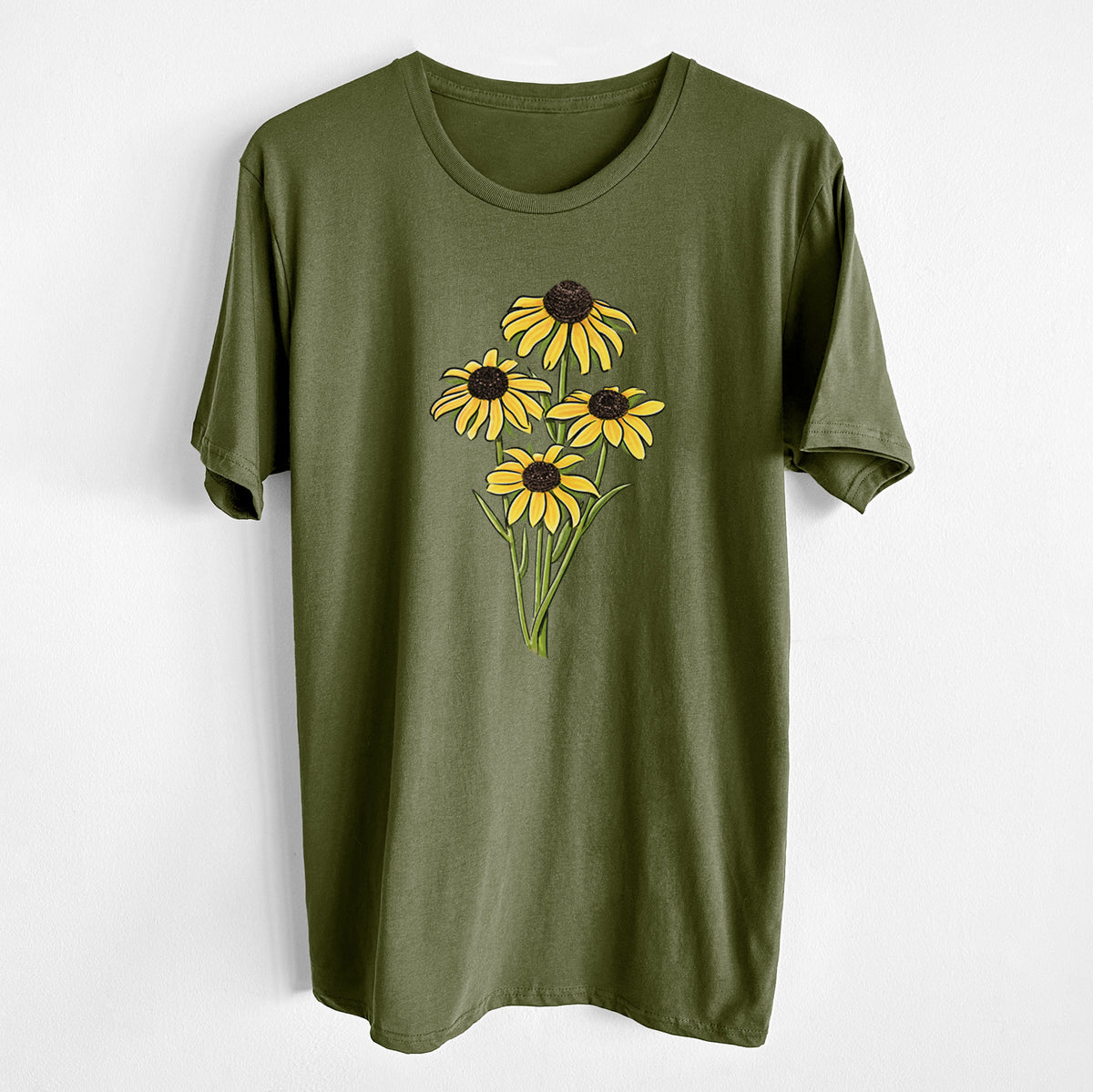 Black-eyed Susans - Rudbeckia hirta - Unisex Crewneck - Made in USA - 100% Organic Cotton