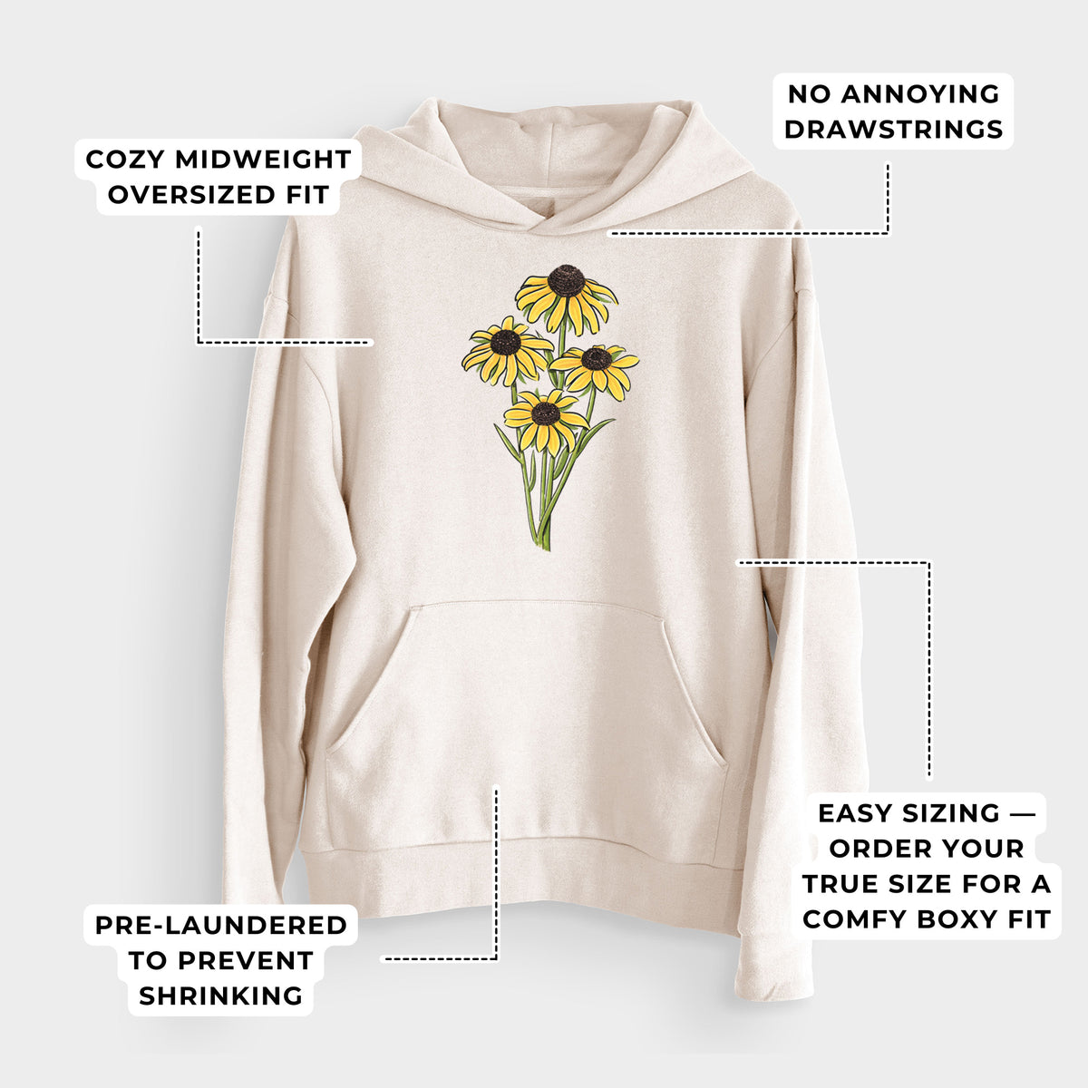 Black-eyed Susans - Rudbeckia hirta  - Bodega Midweight Hoodie