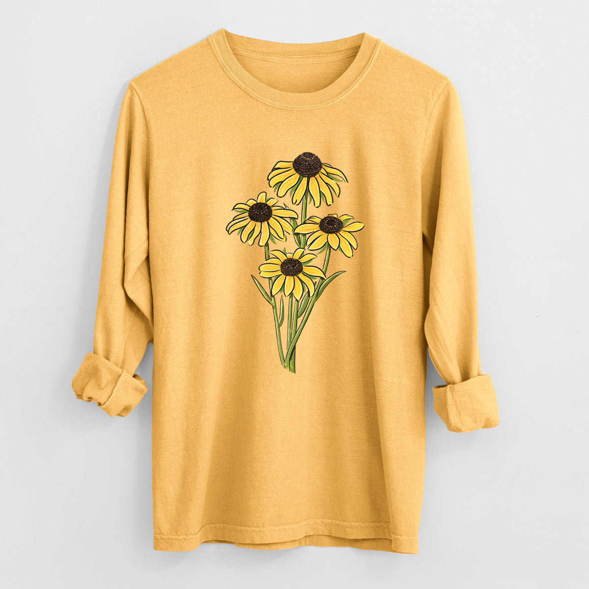 Black-eyed Susans - Rudbeckia hirta - Heavyweight 100% Cotton Long Sleeve