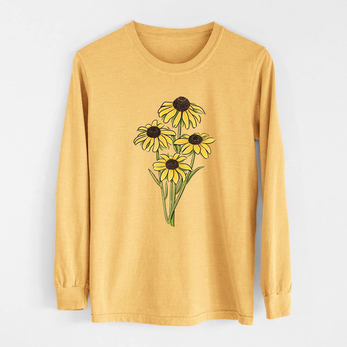 Black-eyed Susans - Rudbeckia hirta - Heavyweight 100% Cotton Long Sleeve