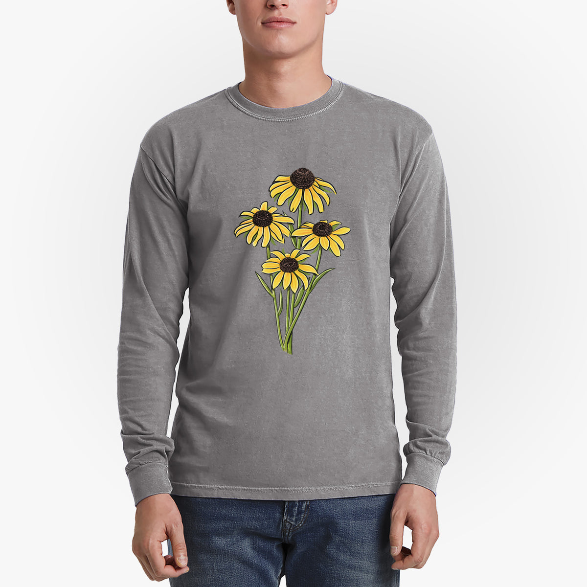 Black-eyed Susans - Rudbeckia hirta - Heavyweight 100% Cotton Long Sleeve