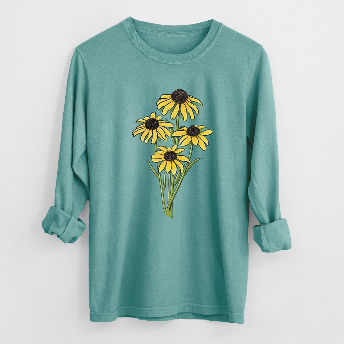 Black-eyed Susans - Rudbeckia hirta - Heavyweight 100% Cotton Long Sleeve