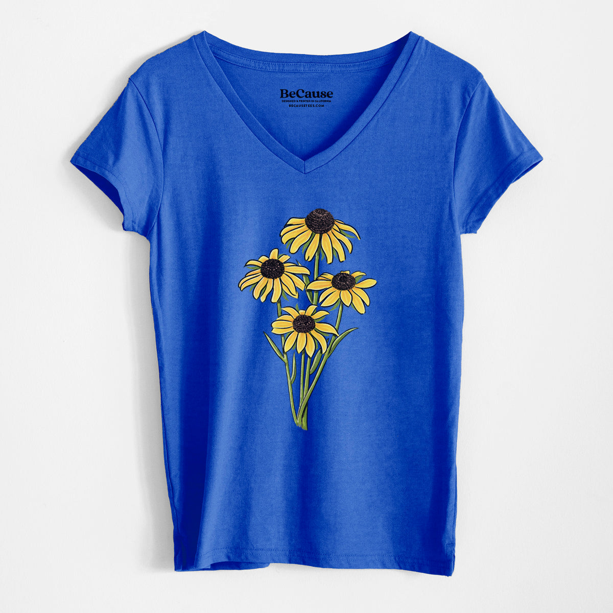 Black-eyed Susans - Rudbeckia hirta - Women&#39;s 100% Recycled V-neck