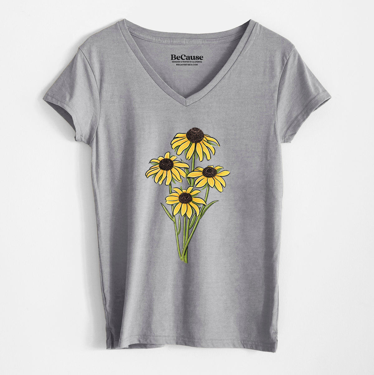 Black-eyed Susans - Rudbeckia hirta - Women&#39;s 100% Recycled V-neck