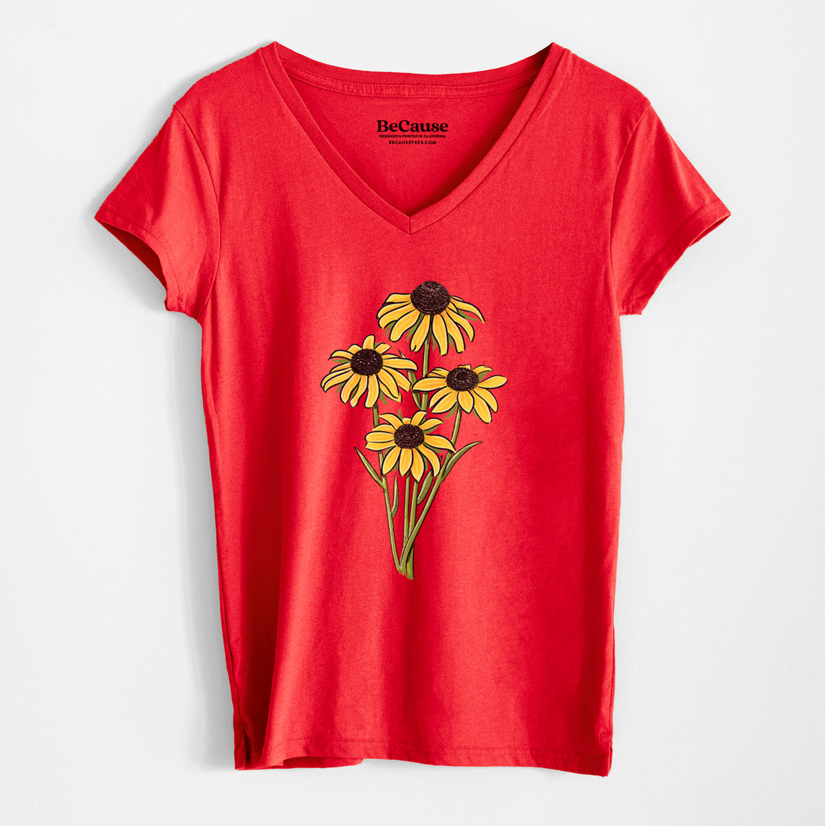 Black-eyed Susans - Rudbeckia hirta - Women&#39;s 100% Recycled V-neck