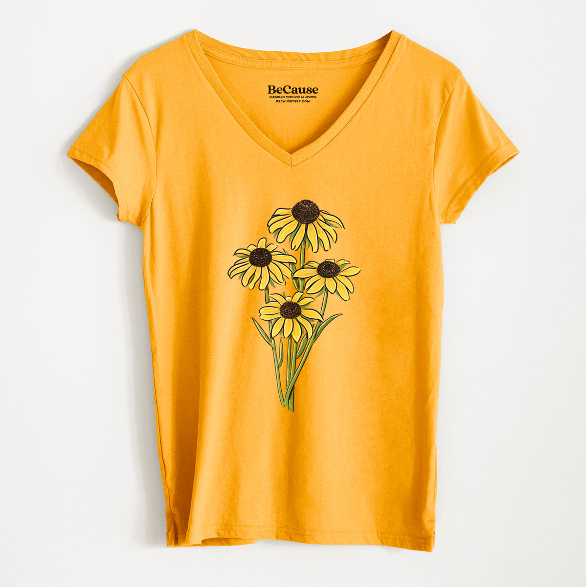 Black-eyed Susans - Rudbeckia hirta - Women&#39;s 100% Recycled V-neck