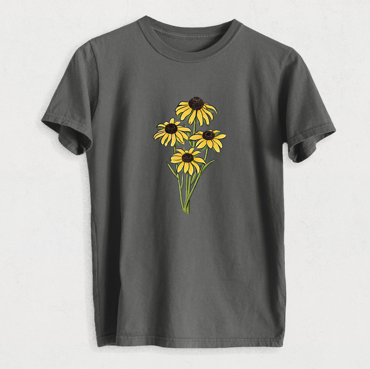 Black-eyed Susans - Rudbeckia hirta - Heavyweight Men&#39;s 100% Organic Cotton Tee