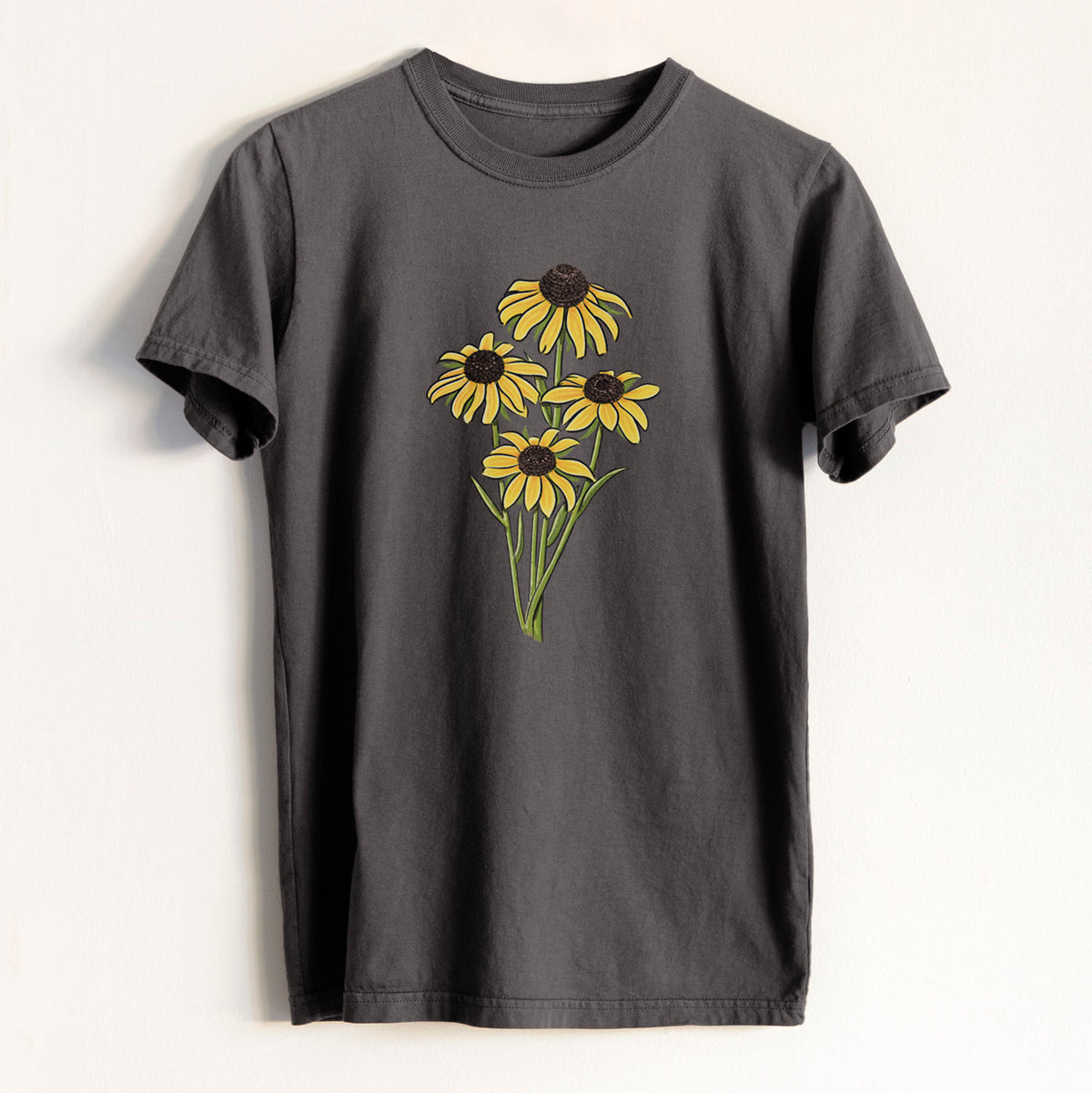 Black-eyed Susans - Rudbeckia hirta - Heavyweight Men&#39;s 100% Organic Cotton Tee