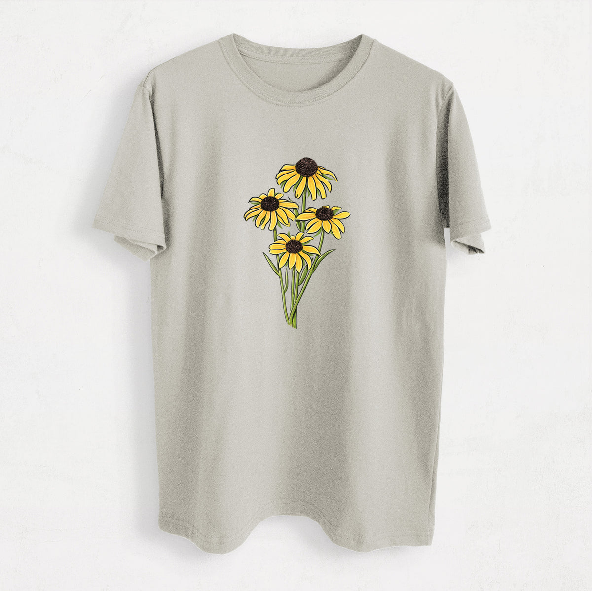 Black-eyed Susans - Rudbeckia hirta - Heavyweight Men&#39;s 100% Organic Cotton Tee