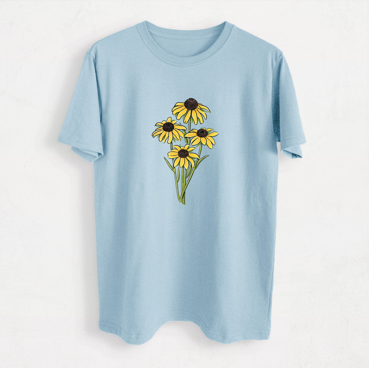 Black-eyed Susans - Rudbeckia hirta - Heavyweight Men&#39;s 100% Organic Cotton Tee