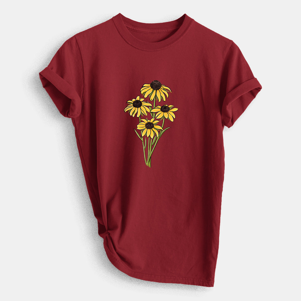 Black-eyed Susans - Rudbeckia hirta - Heavyweight Men&#39;s 100% Organic Cotton Tee