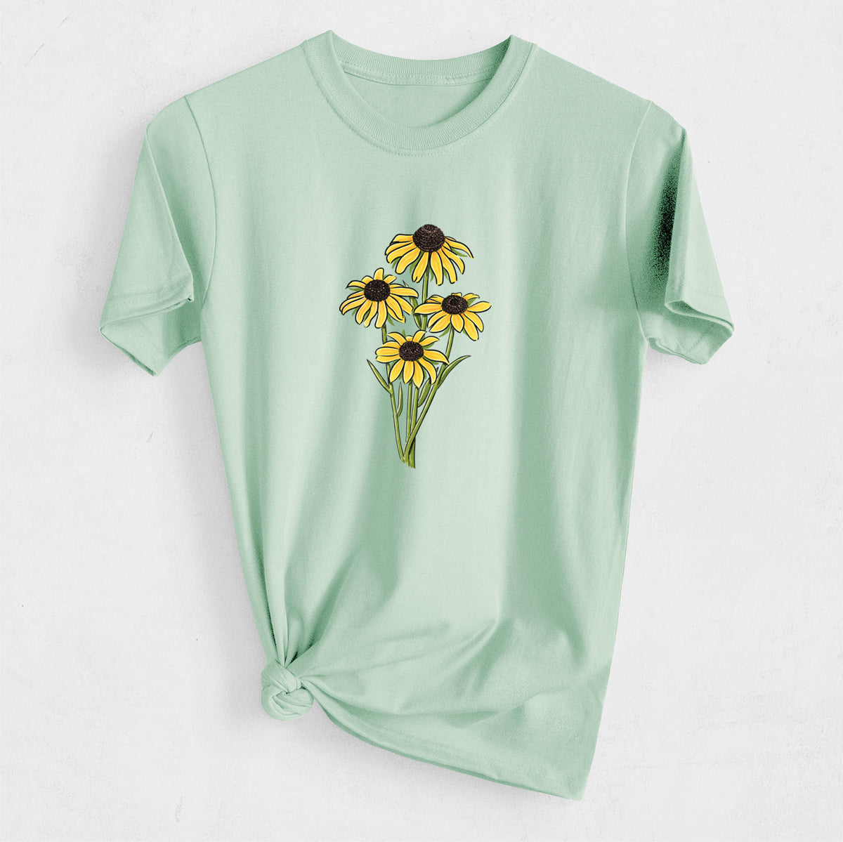 Black-eyed Susans - Rudbeckia hirta - Heavyweight Men&#39;s 100% Organic Cotton Tee
