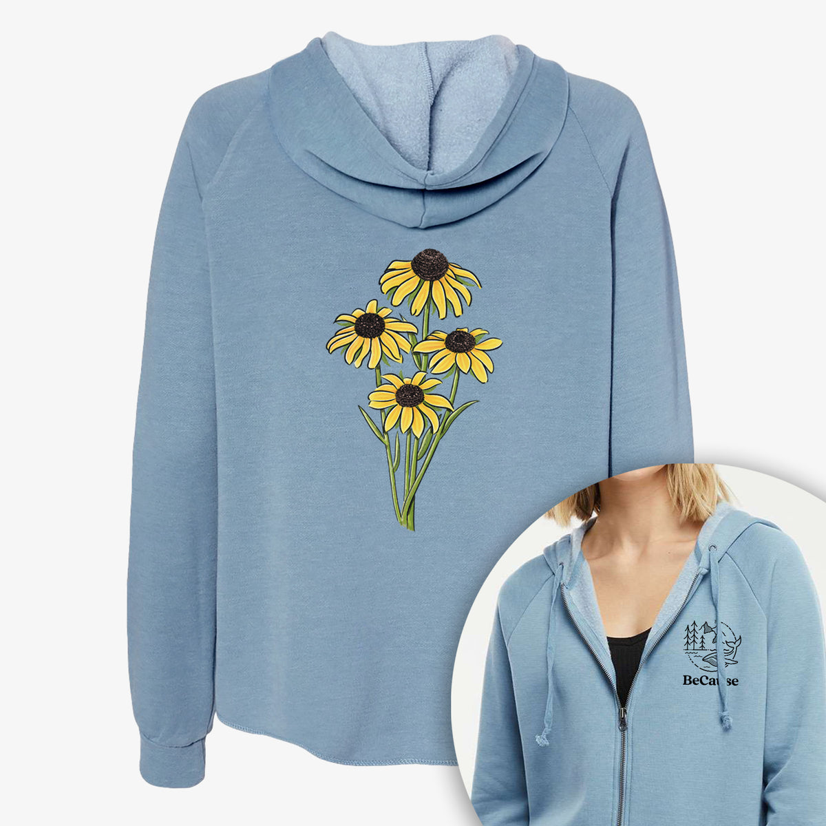 Black-eyed Susans - Rudbeckia hirta - Women&#39;s Cali Wave Zip-Up Sweatshirt