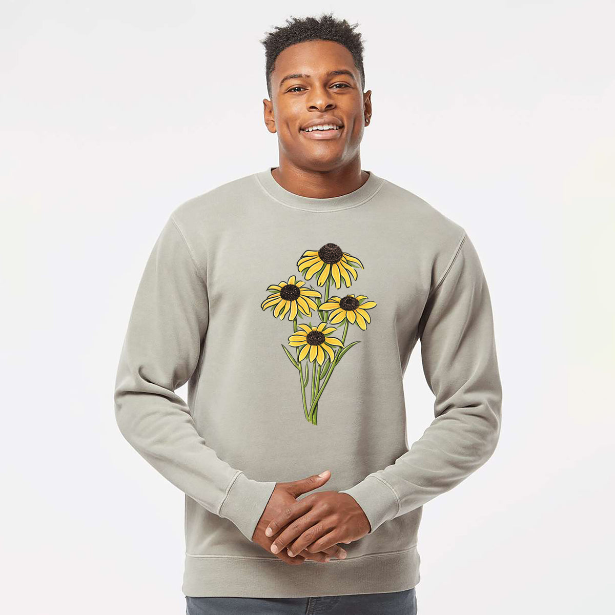 Black-eyed Susans - Rudbeckia hirta - Unisex Pigment Dyed Crew Sweatshirt