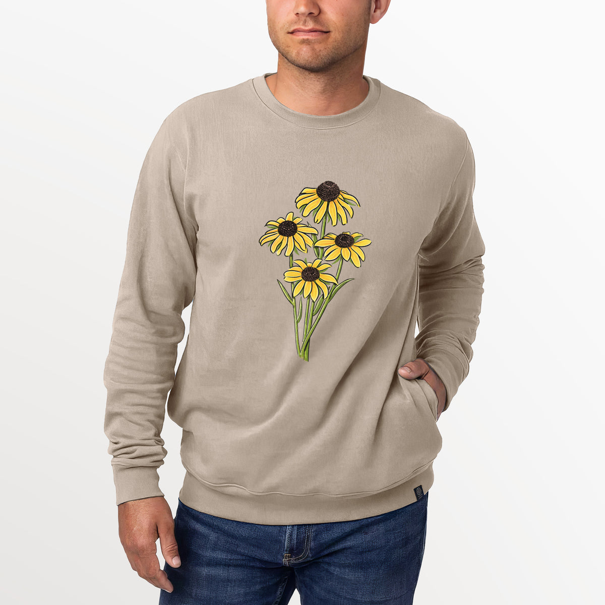 Black-eyed Susans - Rudbeckia hirta  - Unisex Reclaimed Crewneck Sweatshirt