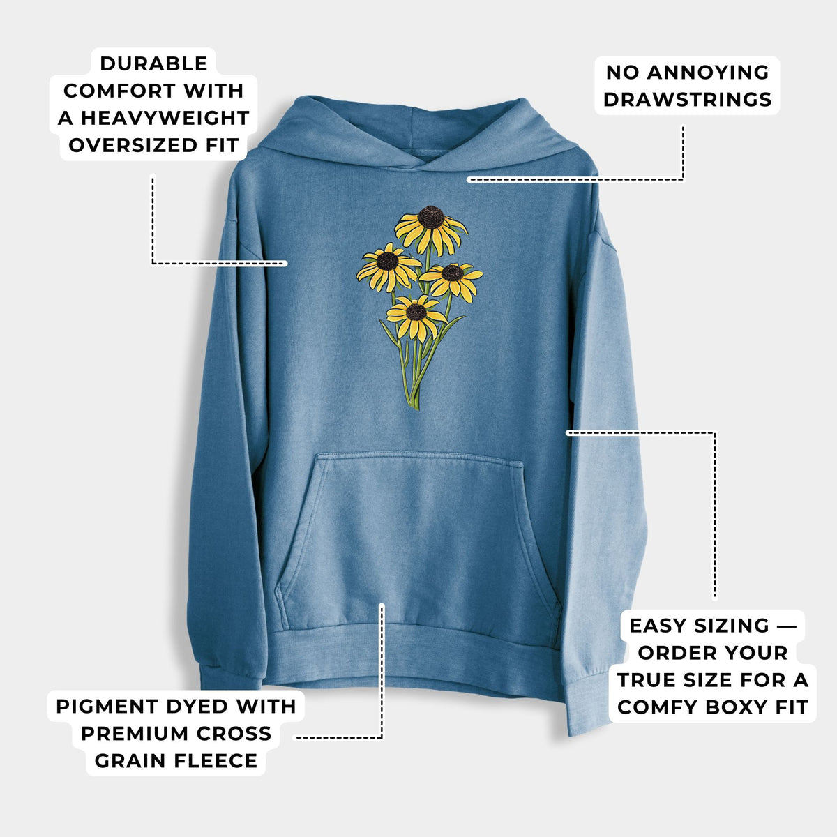 Black-eyed Susans - Rudbeckia hirta  - Urban Heavyweight Hoodie