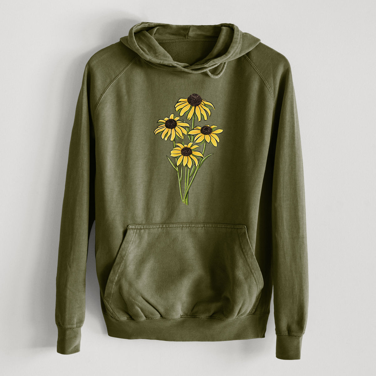 Black-eyed Susans - Rudbeckia hirta  - Mid-Weight Unisex Vintage 100% Cotton Hoodie