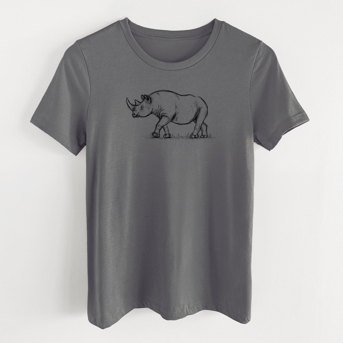 Black Rhinoceros - Diceros bicornis - Women&#39;s Lightweight Relaxed Fit 100% Cotton Crewneck