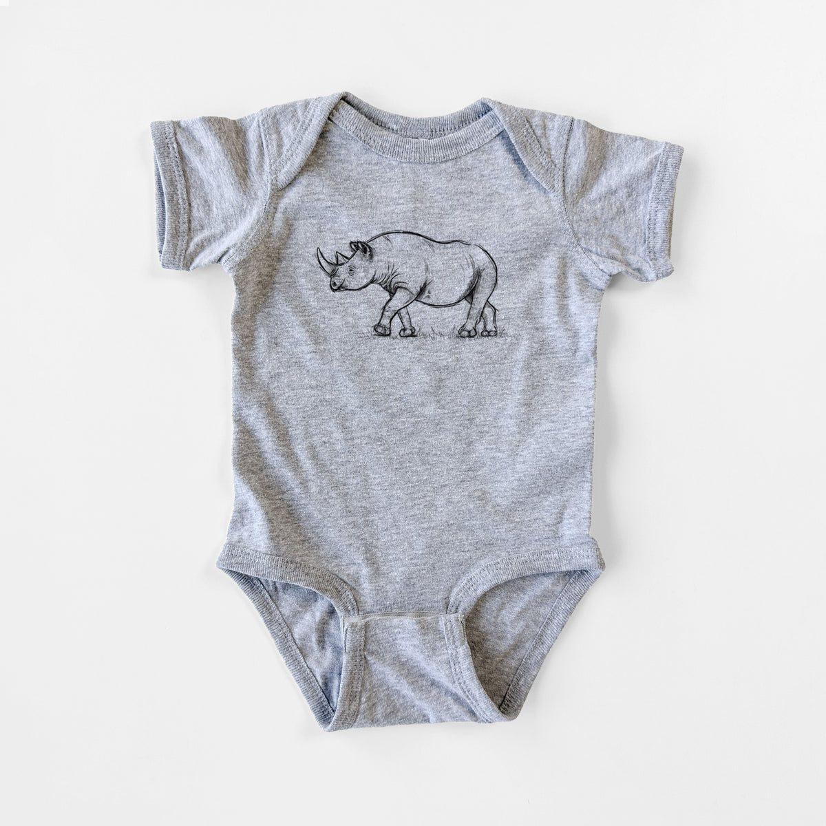Black Rhinoceros - Diceros bicornis - Baby Fine Jersey Bodysuit