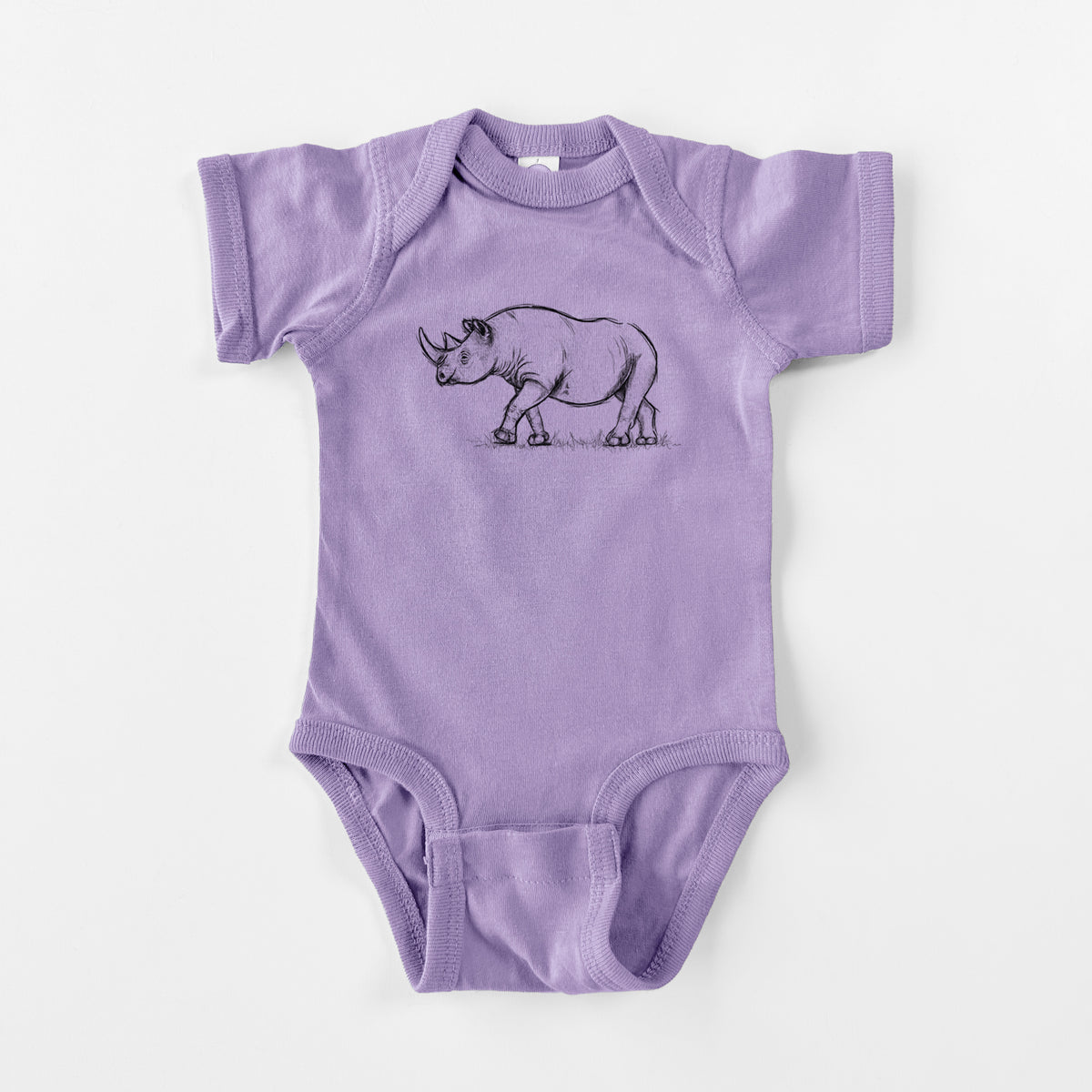 Black Rhinoceros - Diceros bicornis - Baby Fine Jersey Bodysuit
