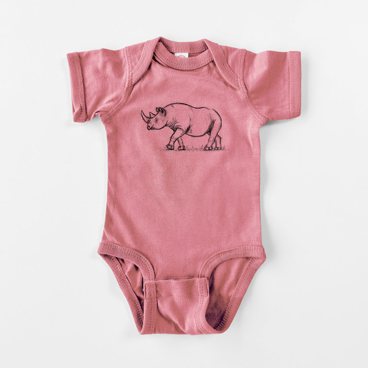 Black Rhinoceros - Diceros bicornis - Baby Fine Jersey Bodysuit