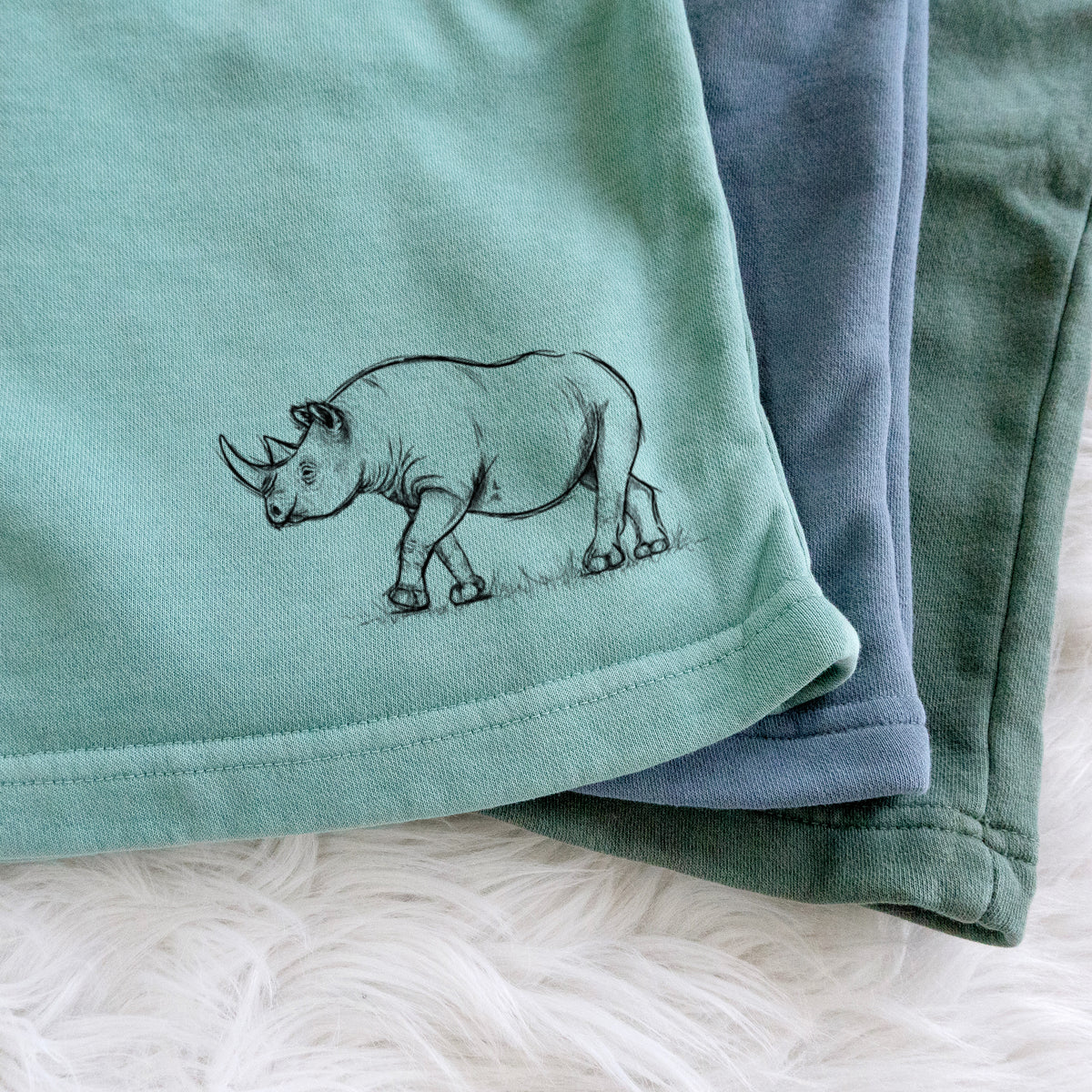 Black Rhinoceros - Diceros bicornis - Unisex Pigment Dyed Shorts