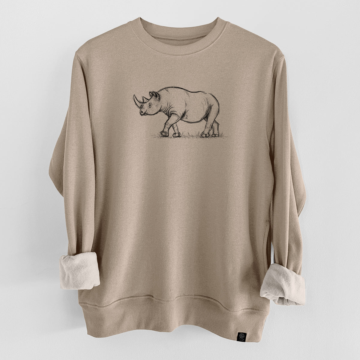 Black Rhinoceros - Diceros bicornis  - Unisex Reclaimed Crewneck Sweatshirt