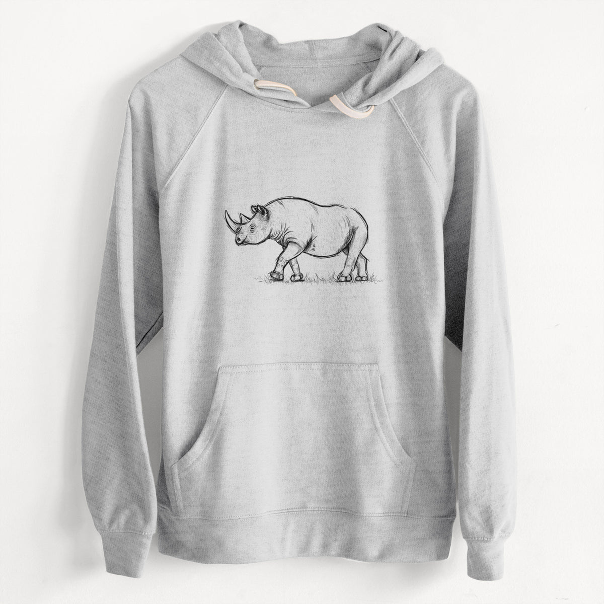 CLEARANCE - Black Rhinoceros - Diceros bicornis  - Unisex Slim Fit Loopback Terry Hoodie