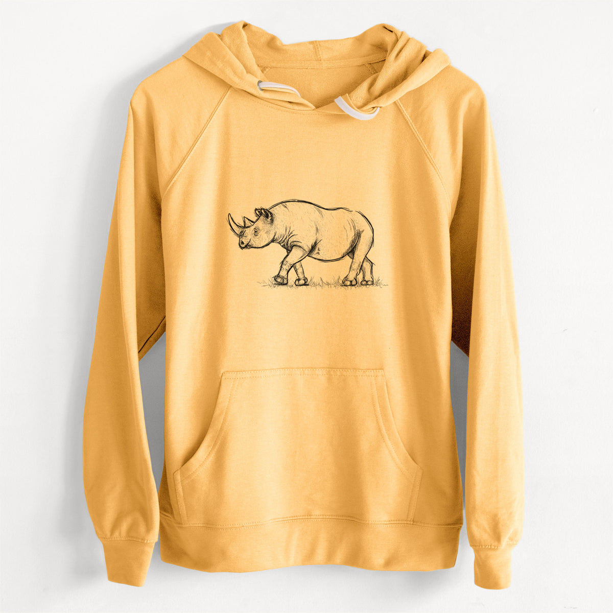 CLEARANCE - Black Rhinoceros - Diceros bicornis  - Unisex Slim Fit Loopback Terry Hoodie