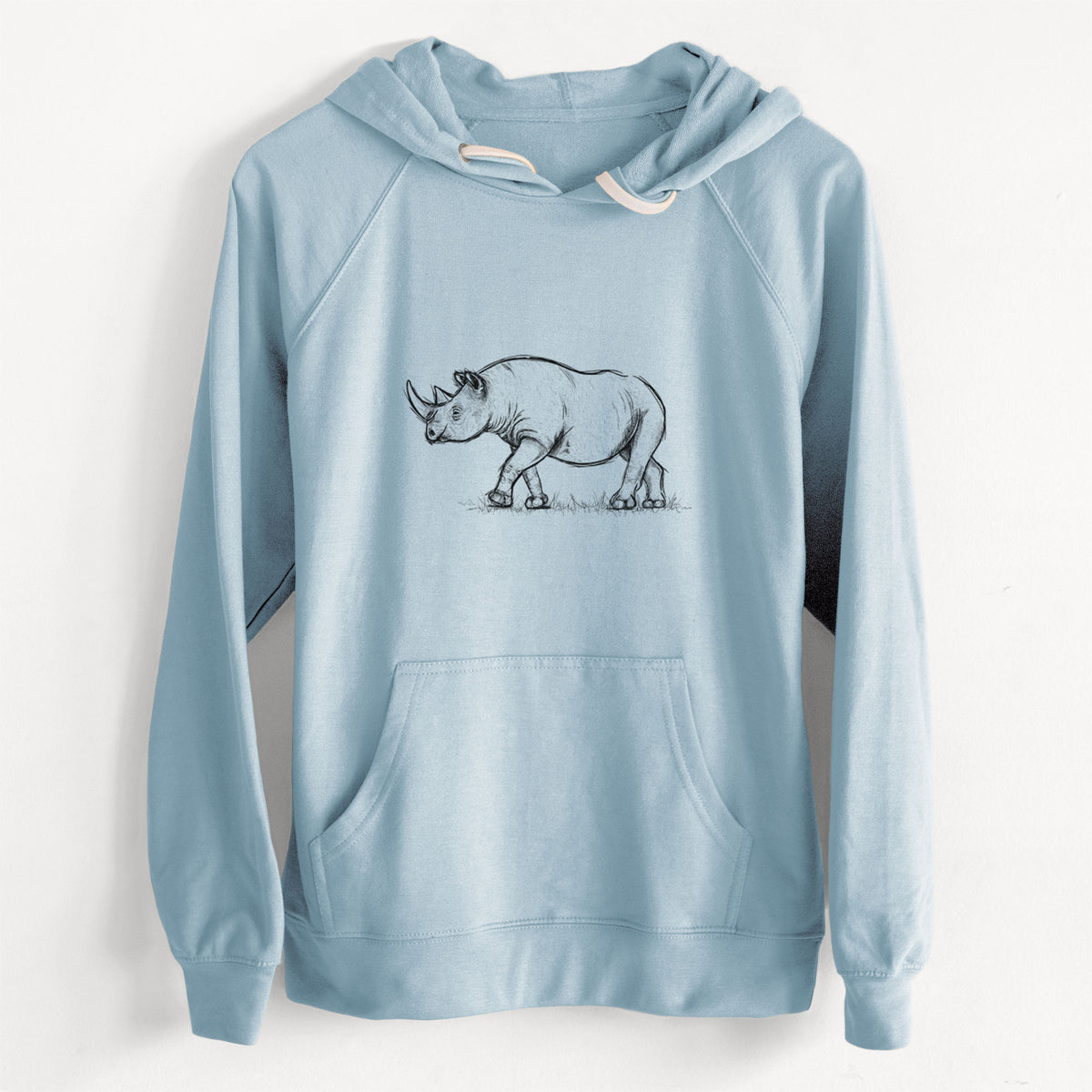 CLEARANCE - Black Rhinoceros - Diceros bicornis  - Unisex Slim Fit Loopback Terry Hoodie