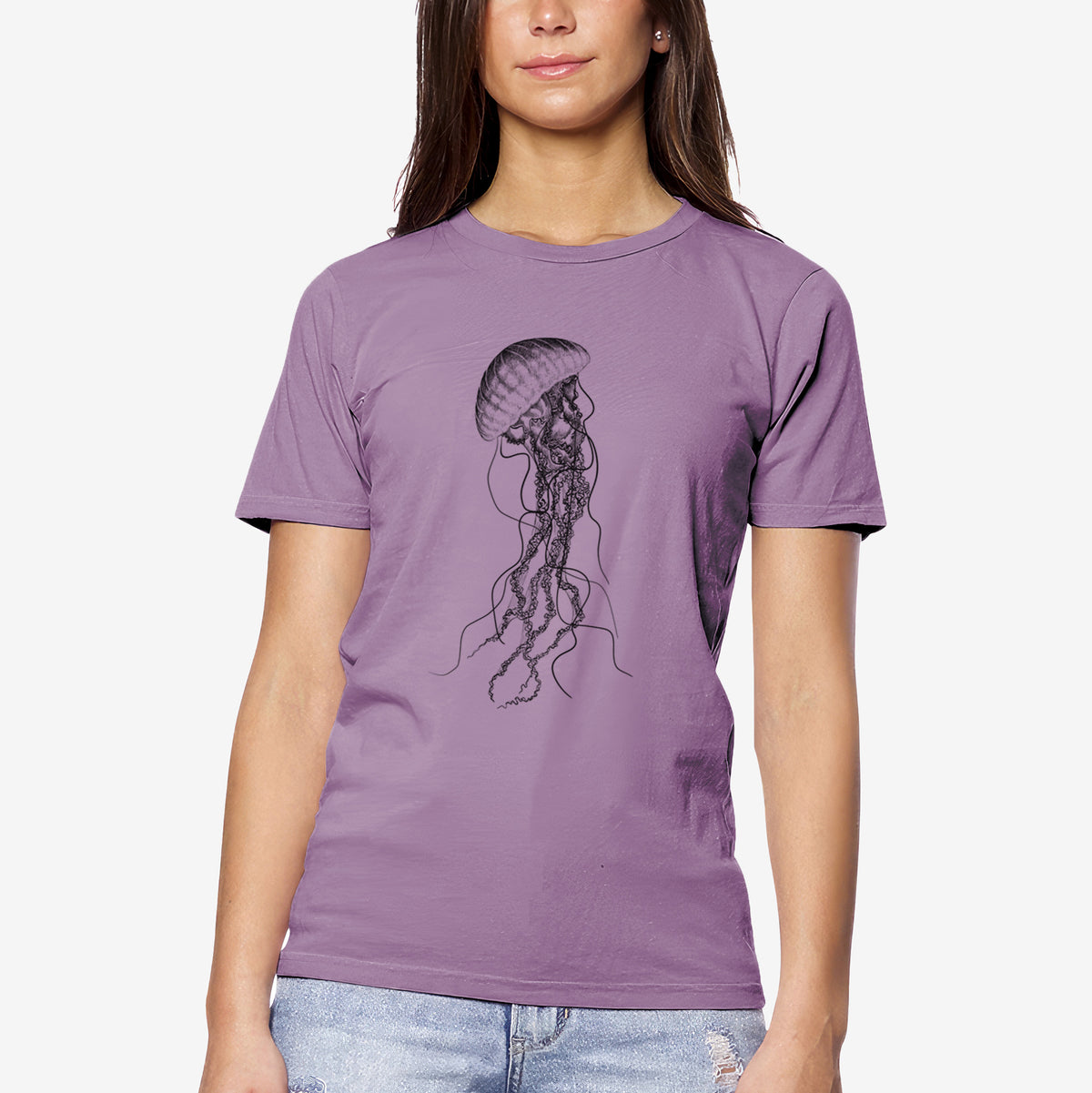 CLOSEOUT - Black Sea Nettle Jellyfish - Chrysaora achlyos - Unisex Crewneck - Made in USA - 100% Organic Cotton