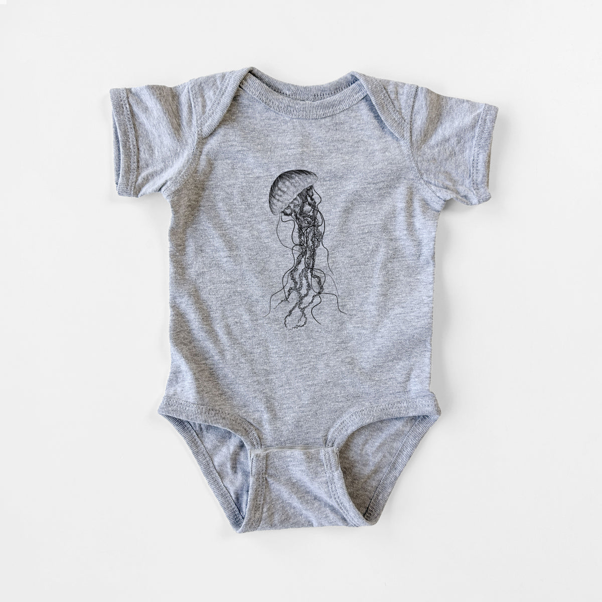 Black Sea Nettle Jellyfish - Chrysaora achlyos - Baby Fine Jersey Bodysuit