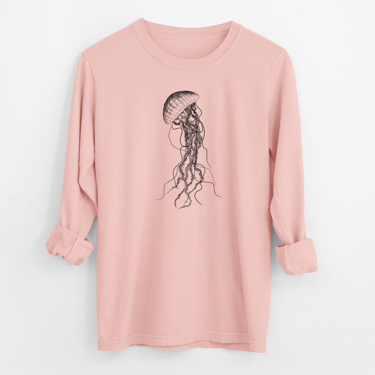 Black Sea Nettle Jellyfish - Chrysaora achlyos - Men&#39;s Heavyweight 100% Cotton Long Sleeve