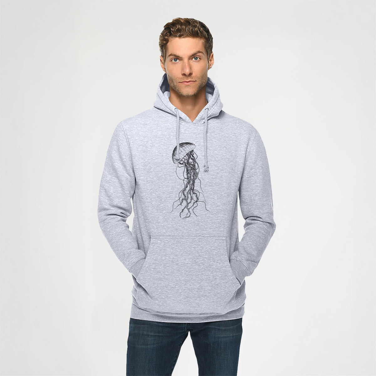 Black Sea Nettle Jellyfish - Chrysaora achlyos - Heavyweight Fleece Hoodie