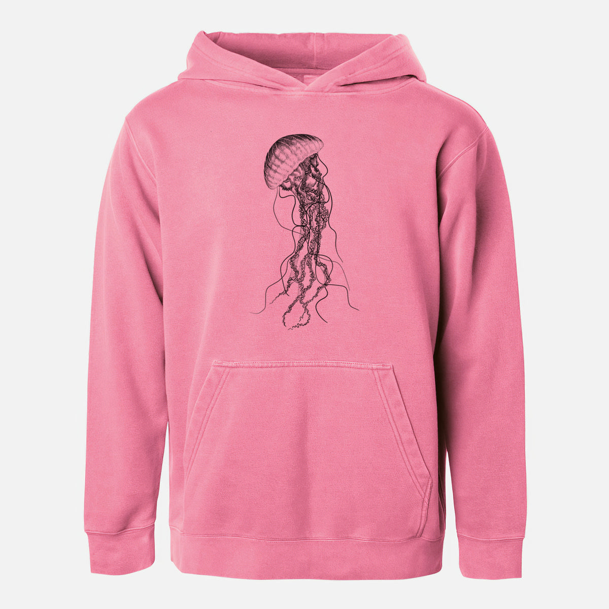 Black Sea Nettle Jellyfish - Chrysaora achlyos - Youth Pigment Dyed Hoodie