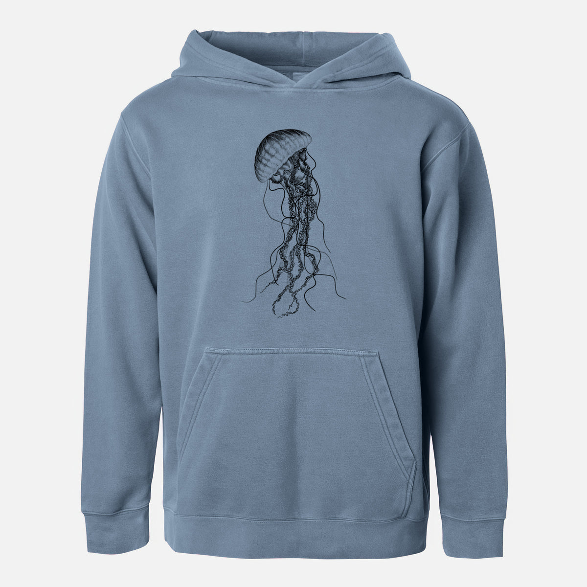 Black Sea Nettle Jellyfish - Chrysaora achlyos - Youth Pigment Dyed Hoodie