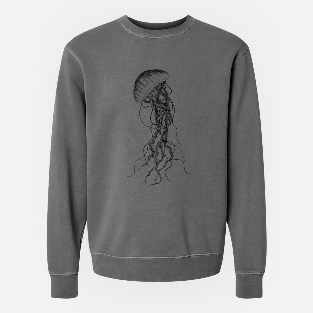 Black Sea Nettle Jellyfish - Chrysaora achlyos - Unisex Pigment Dyed Crew Sweatshirt