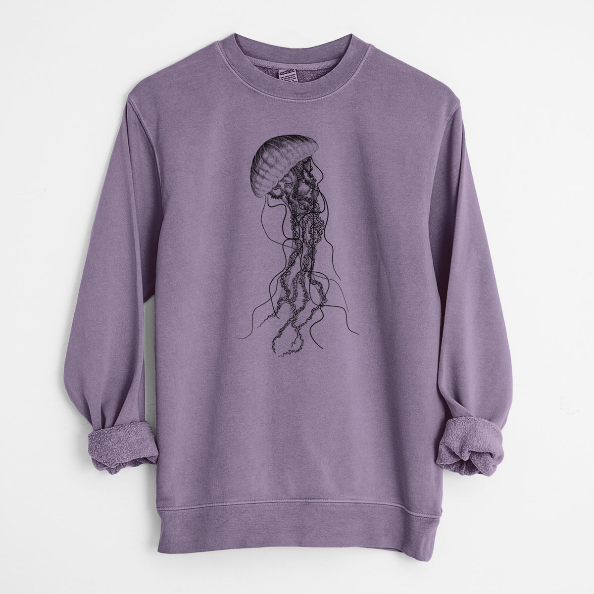 Black Sea Nettle Jellyfish - Chrysaora achlyos - Unisex Pigment Dyed Crew Sweatshirt