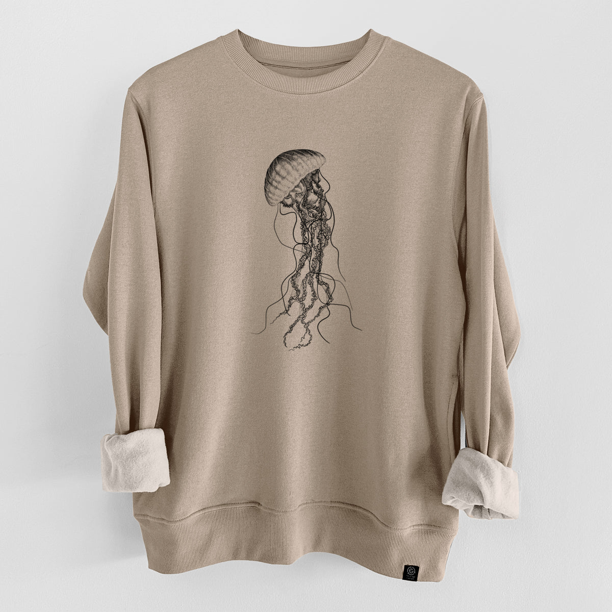 Black Sea Nettle Jellyfish - Chrysaora achlyos  - Unisex Reclaimed Crewneck Sweatshirt