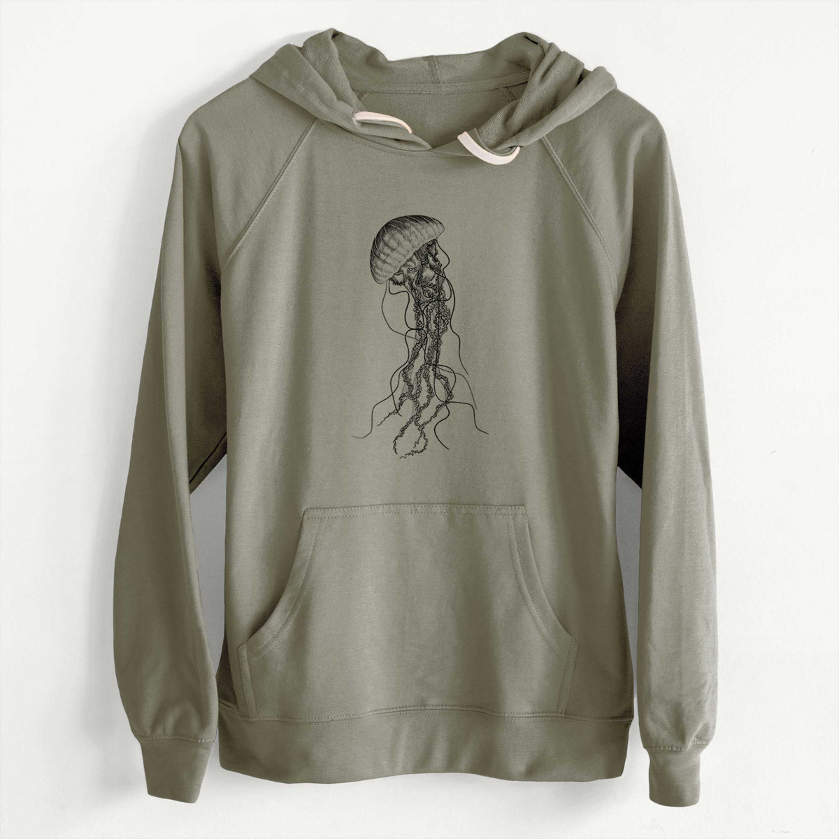 CLEARANCE - Black Sea Nettle Jellyfish - Chrysaora achlyos  - Unisex Slim Fit Loopback Terry Hoodie