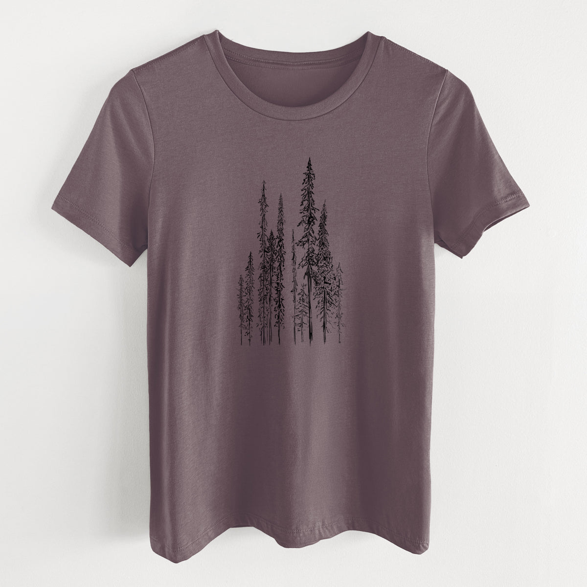 Black Spruce (Picea mariana) - Women&#39;s Lightweight Relaxed Fit 100% Cotton Crewneck