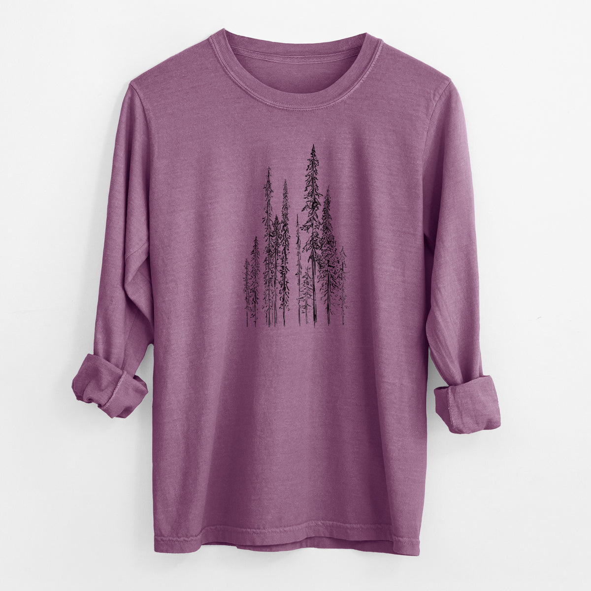 Black Spruce (Picea mariana) - Men&#39;s Heavyweight 100% Cotton Long Sleeve