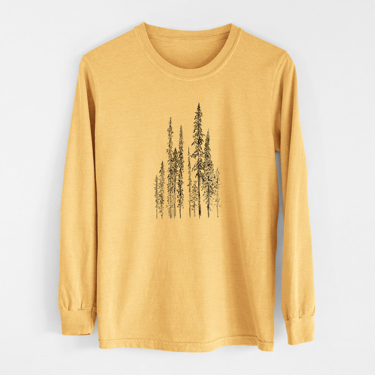 Black Spruce (Picea mariana) - Men&#39;s Heavyweight 100% Cotton Long Sleeve