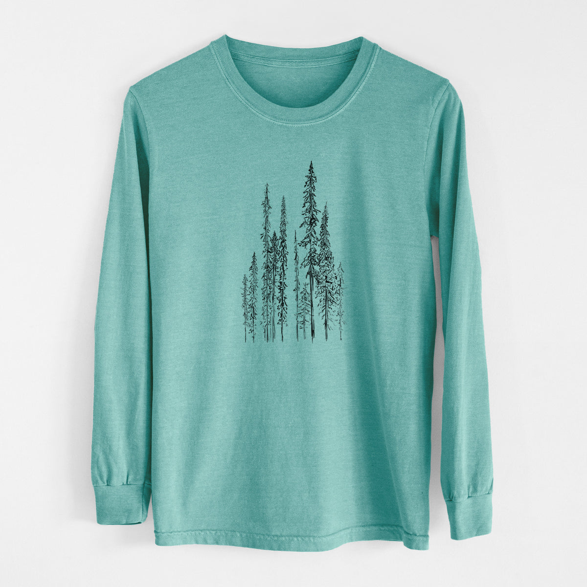 Black Spruce (Picea mariana) - Men&#39;s Heavyweight 100% Cotton Long Sleeve