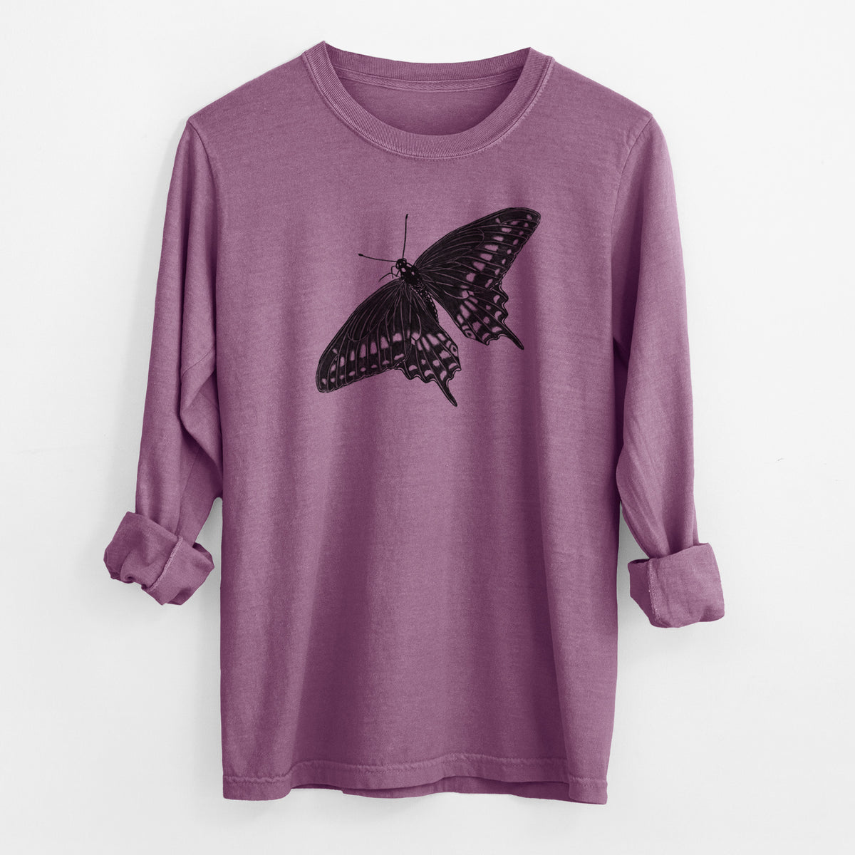 Black Swallowtail Butterfly - Papilio polyxenes - Men&#39;s Heavyweight 100% Cotton Long Sleeve