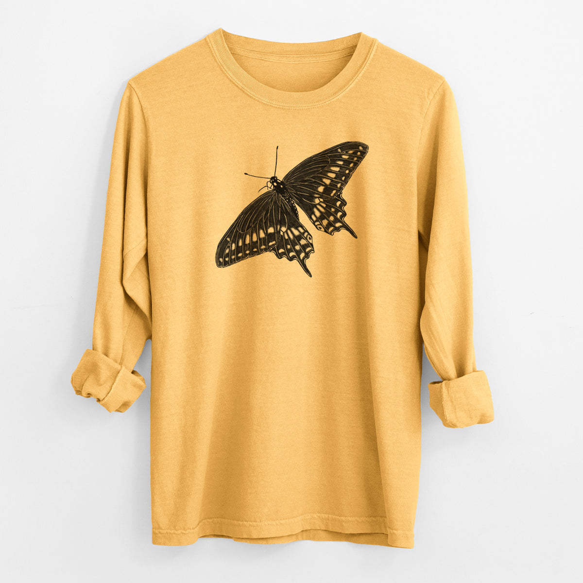 Black Swallowtail Butterfly - Papilio polyxenes - Men&#39;s Heavyweight 100% Cotton Long Sleeve