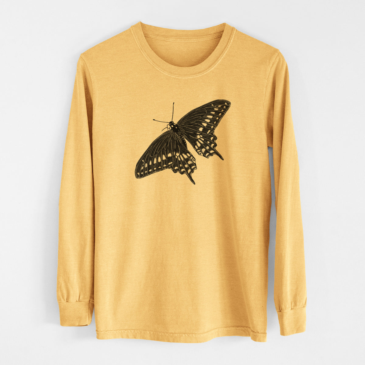 Black Swallowtail Butterfly - Papilio polyxenes - Men&#39;s Heavyweight 100% Cotton Long Sleeve