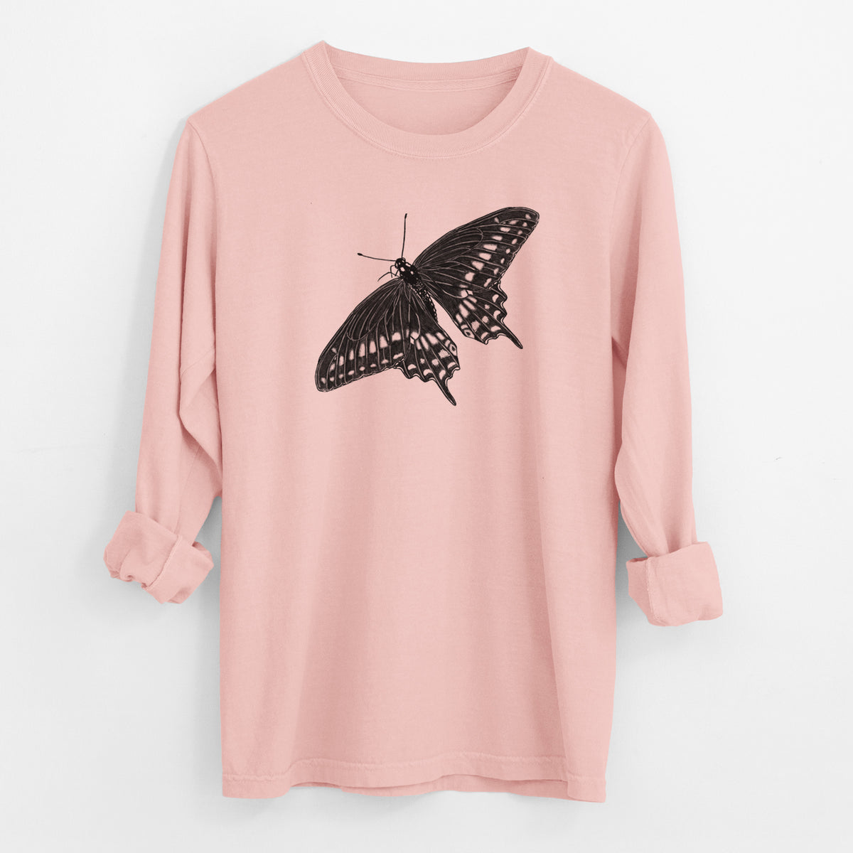 Black Swallowtail Butterfly - Papilio polyxenes - Men&#39;s Heavyweight 100% Cotton Long Sleeve