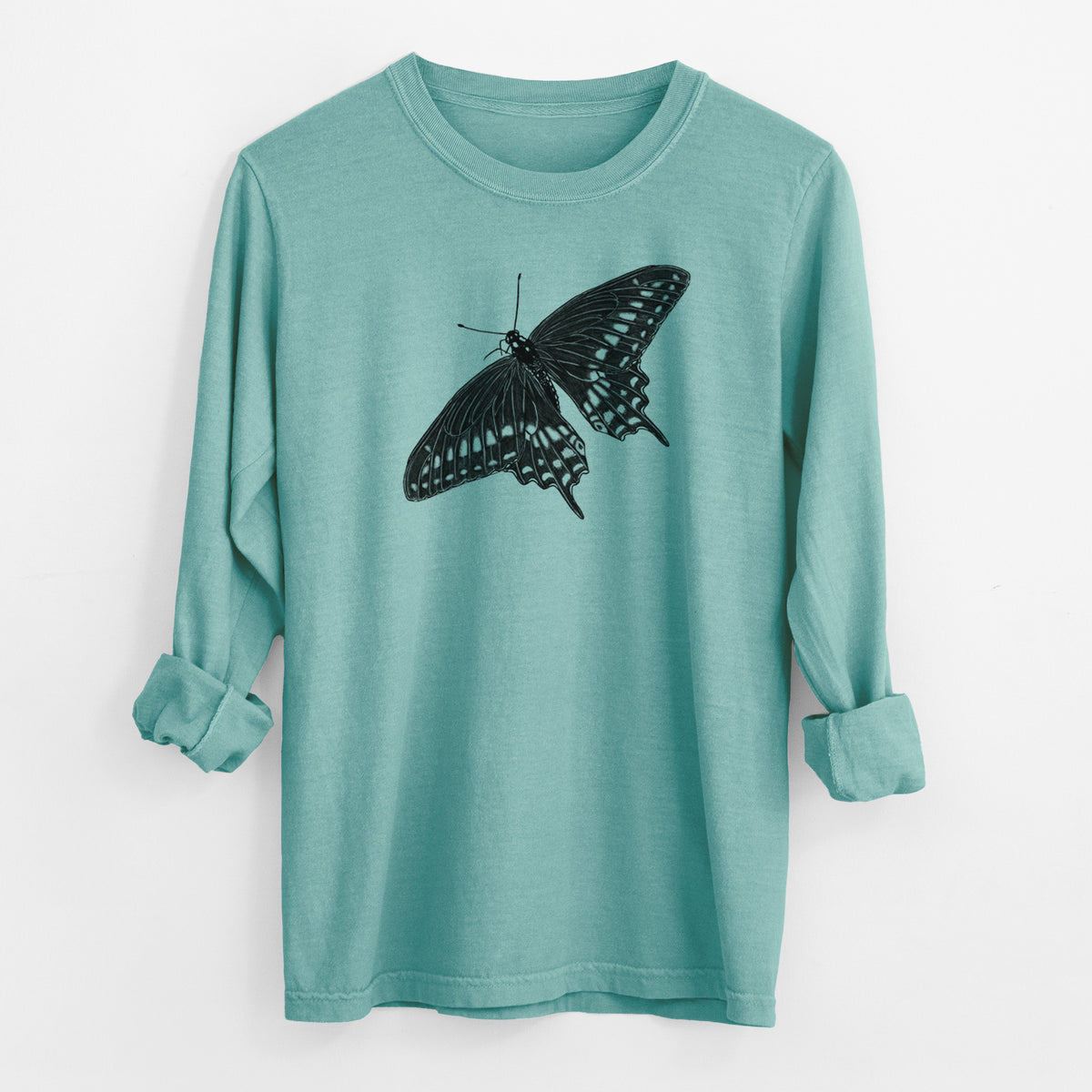 Black Swallowtail Butterfly - Papilio polyxenes - Men&#39;s Heavyweight 100% Cotton Long Sleeve